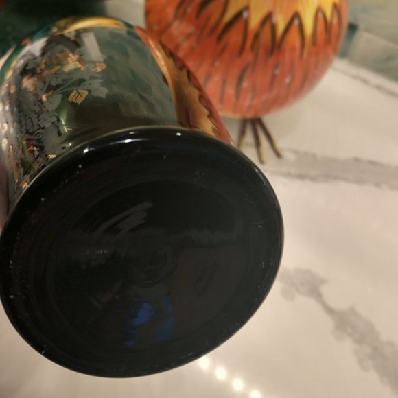 Vintage Peacock Floral Gold Trim Vase Japan - Picture 11 of 14